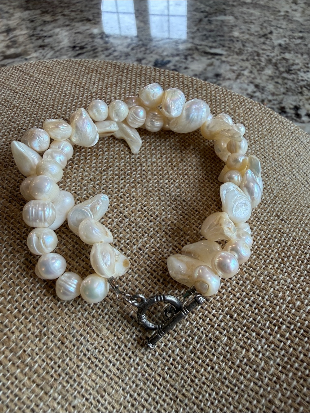 Freshwater Pearl Cluster Bracelet - Cream Pearl Strand
